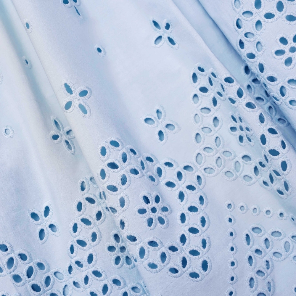 Self Portrait Blue Cotton Broderie Midi Skirt - Picture 6 of 12